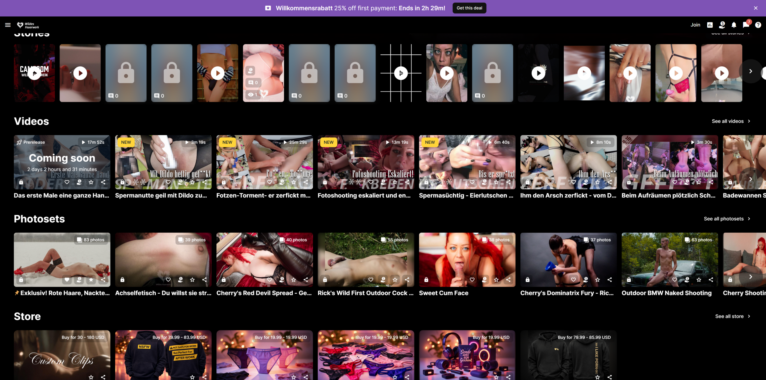 Beispiel: MyMemberSite Landingpage einer Erotik- & Creator-Website